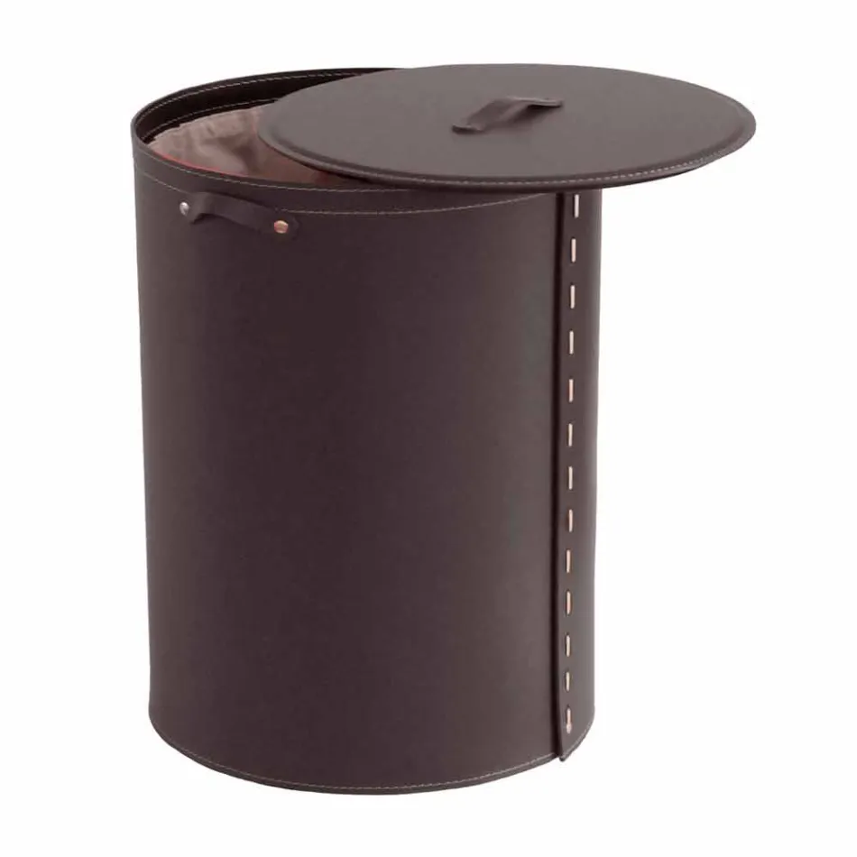 Oval vasketøjskurv i Riky regenereret læder lavet i Italien Viadurini