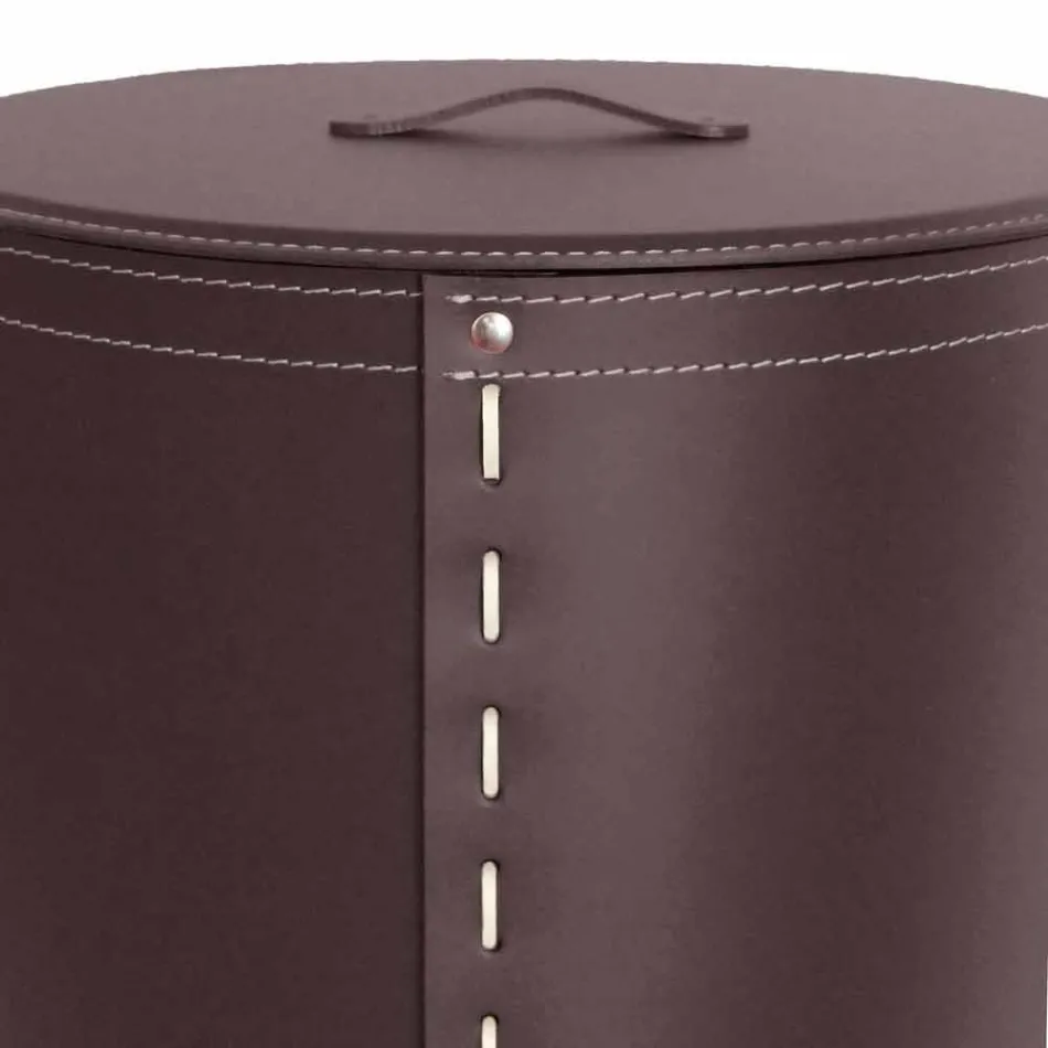 Oval vasketøjskurv i Riky regenereret læder lavet i Italien Viadurini