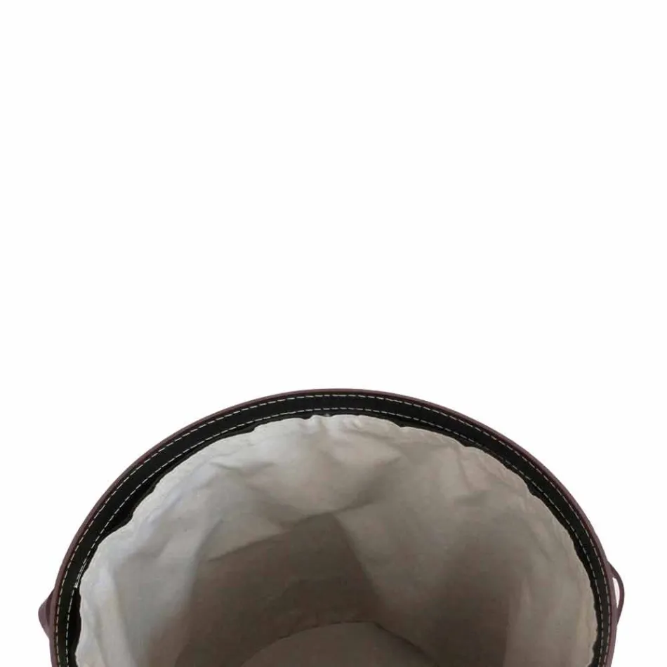 Oval vasketøjskurv i Riky regenereret læder lavet i Italien Viadurini