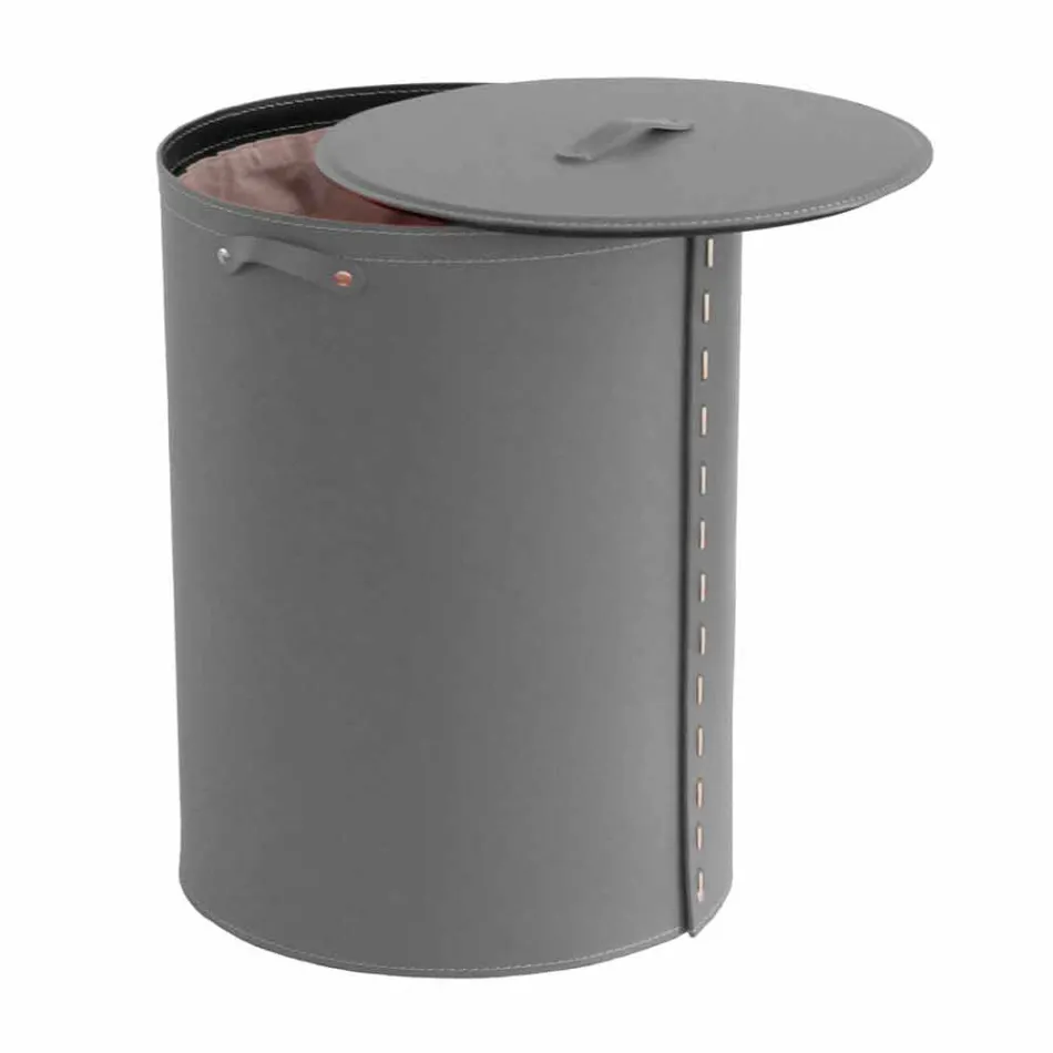 Oval vasketøjskurv i Riky regenereret læder lavet i Italien Viadurini