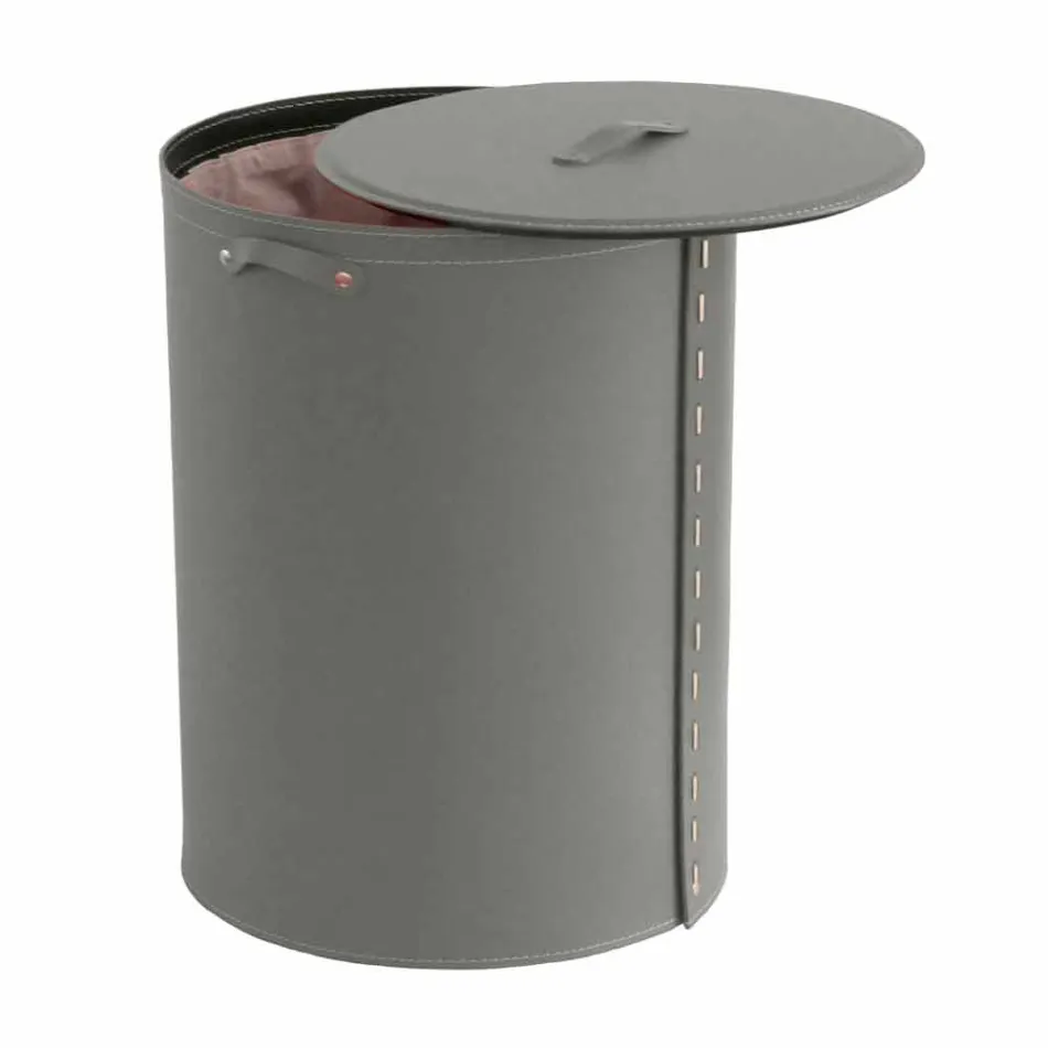 Oval vasketøjskurv i Riky regenereret læder lavet i Italien Viadurini