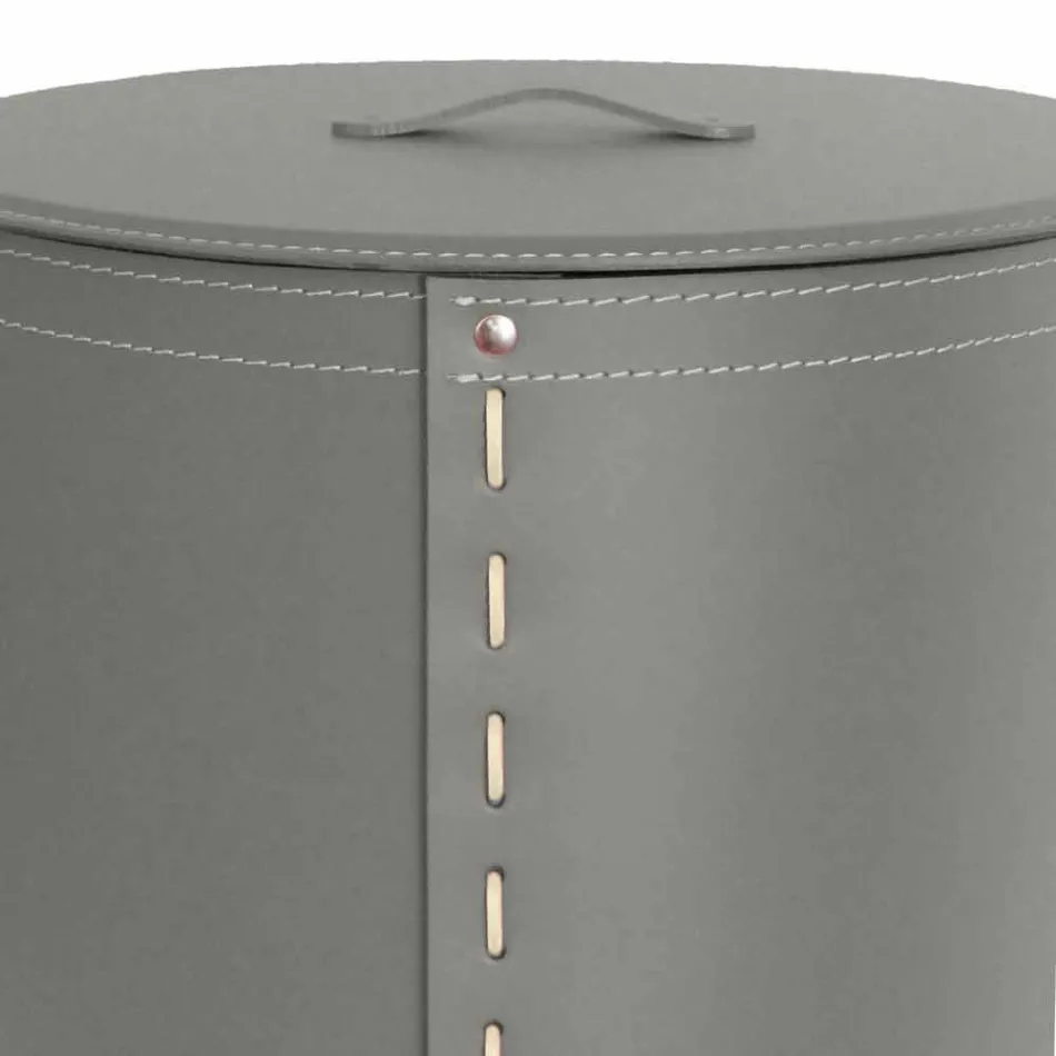 Oval vasketøjskurv i Riky regenereret læder lavet i Italien Viadurini