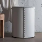 Oval vasketøjskurv i Riky regenereret læder lavet i Italien Viadurini