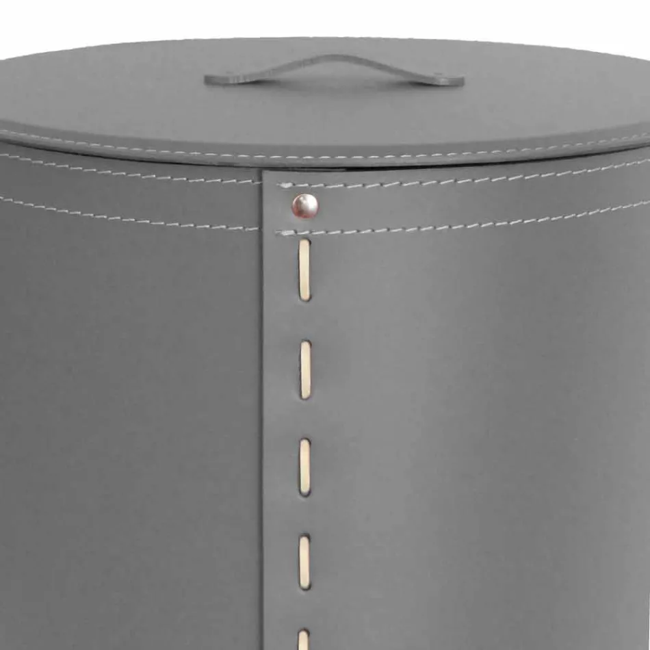 Oval vasketøjskurv i Riky regenereret læder lavet i Italien Viadurini