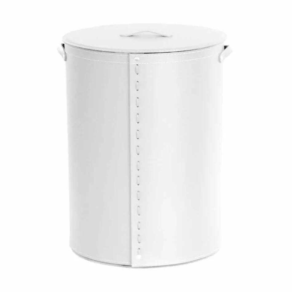 Oval vasketøjskurv i Riky regenereret læder lavet i Italien Viadurini