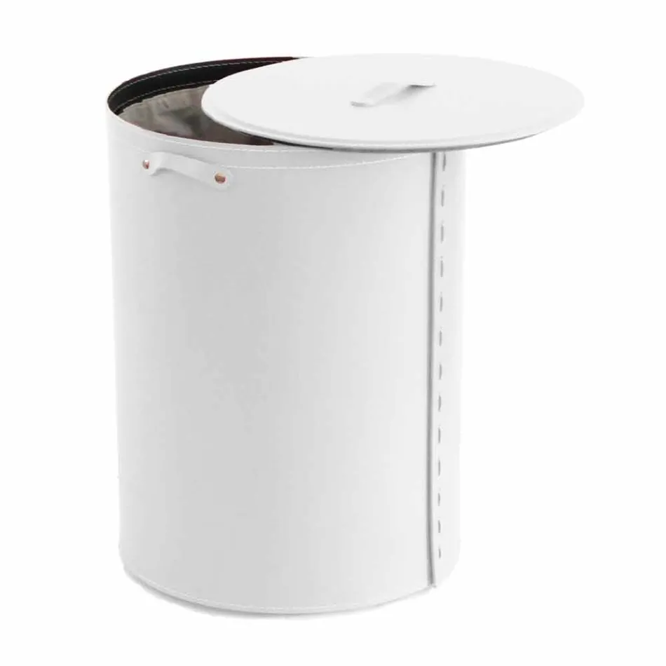 Oval vasketøjskurv i Riky regenereret læder lavet i Italien Viadurini