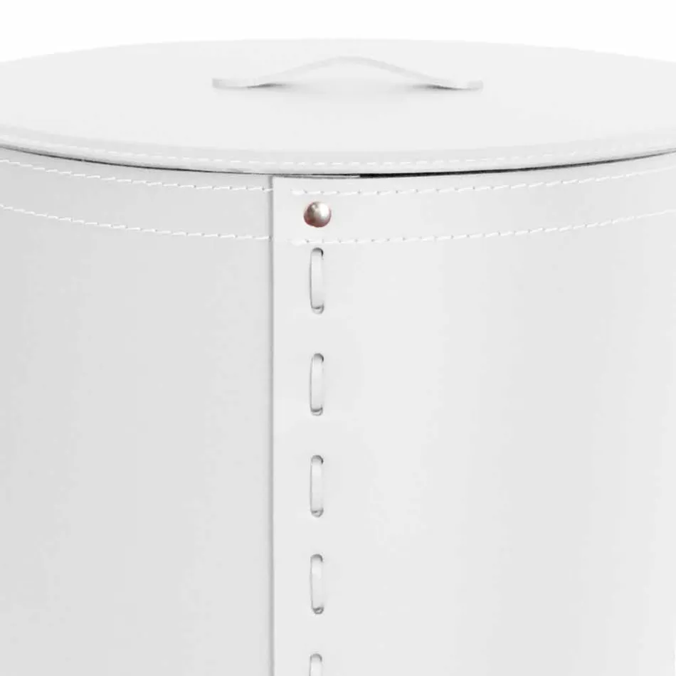 Oval vasketøjskurv i Riky regenereret læder lavet i Italien Viadurini