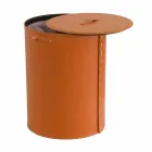 Oval vasketøjskurv i Riky regenereret læder lavet i Italien Viadurini