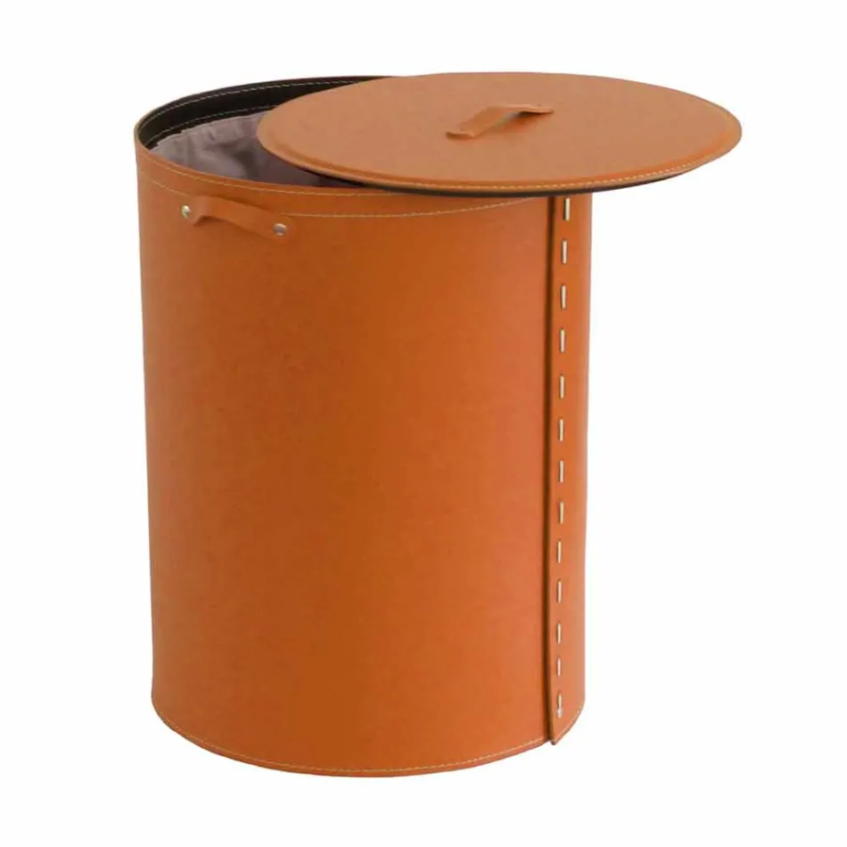 Oval vasketøjskurv i Riky regenereret læder lavet i Italien Viadurini