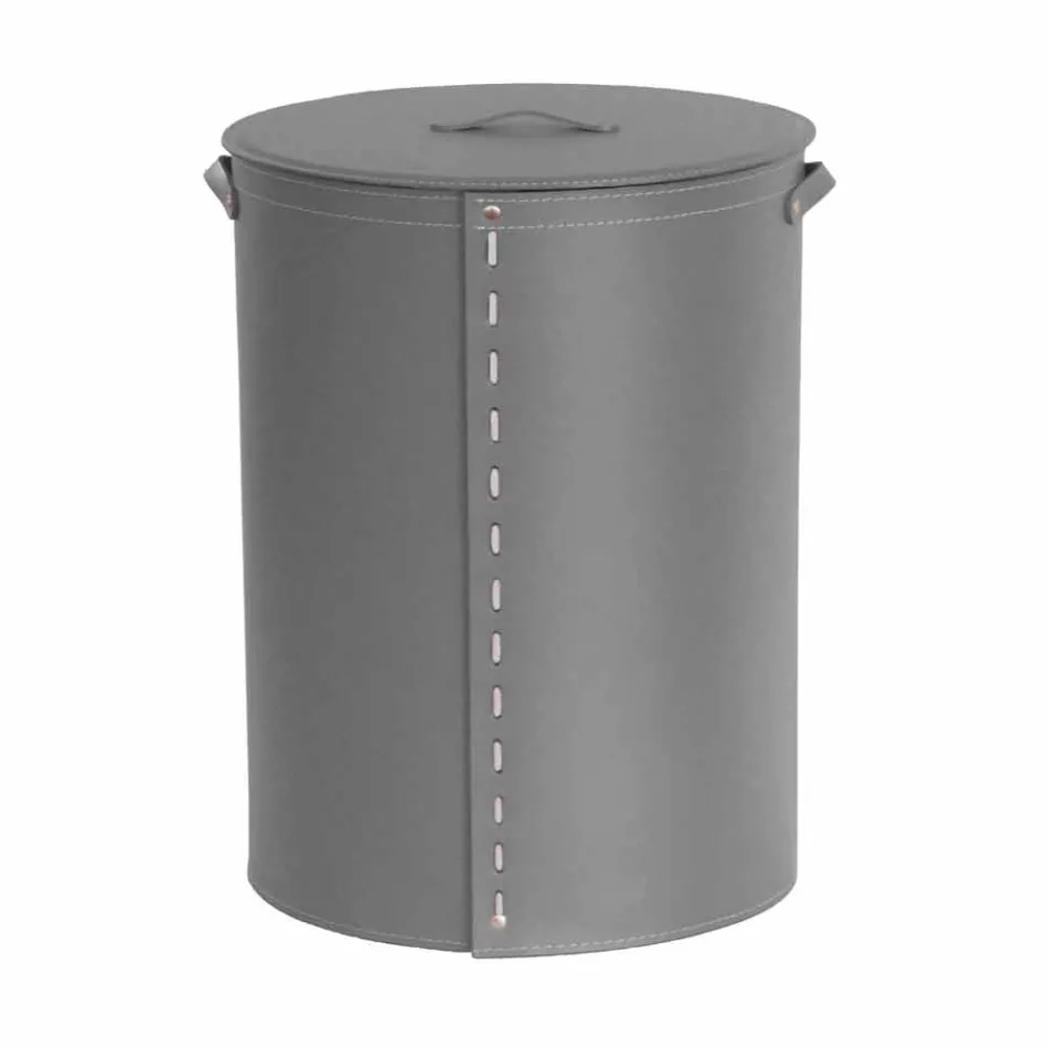 Oval vasketøjskurv i Riky regenereret læder lavet i Italien Viadurini