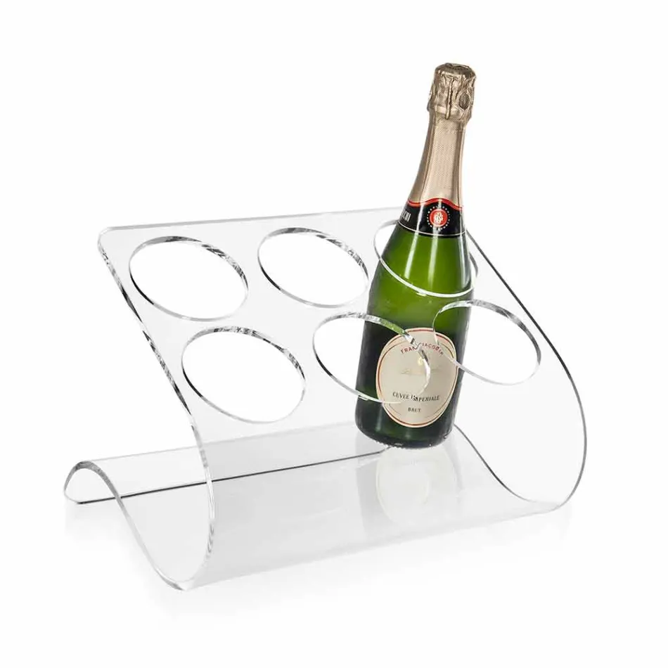 Fritstående flaskeholder til 6 flasker i gennemsigtig plexiglas - Tanatin Viadurini