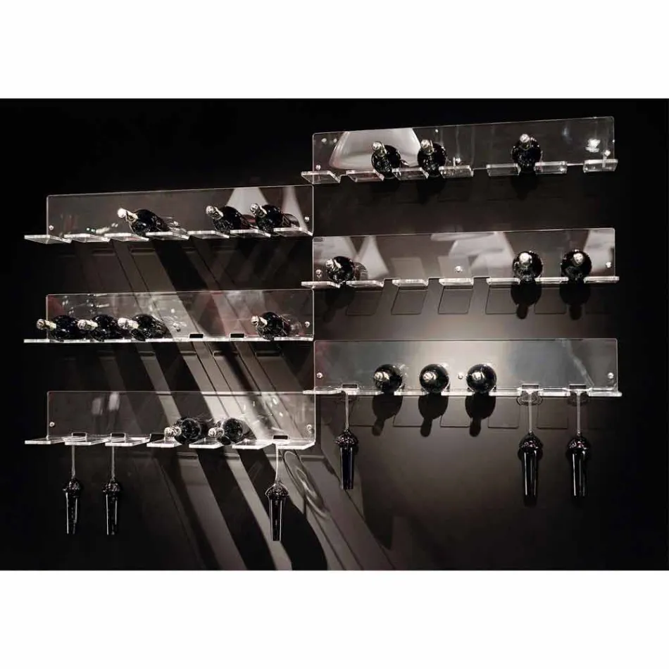 Vægflaskeholder til 6 flasker i plexiglas Fremstillet i Italien - Canberra Viadurini