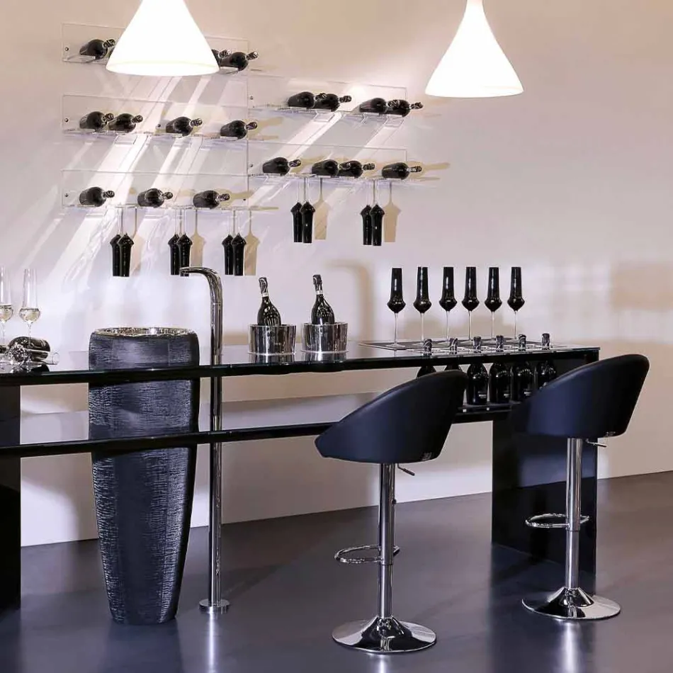 Vægflaskeholder til 6 flasker i plexiglas Fremstillet i Italien - Canberra Viadurini