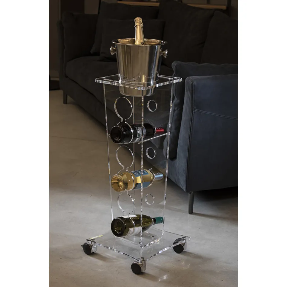 Søjleflaskeholder og isspand i gennemsigtig akryl - Ciampino Viadurini