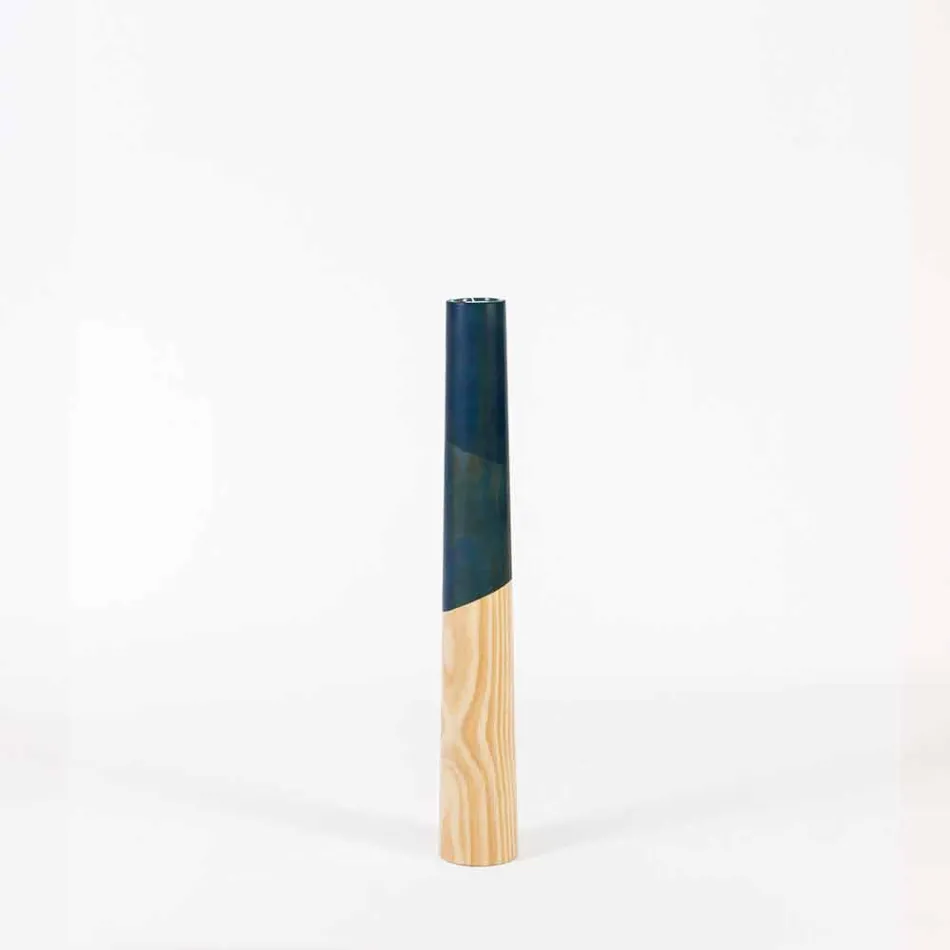 Moderne lysestage i massivt fyrretræ med farvede detaljer - Candor Viadurini