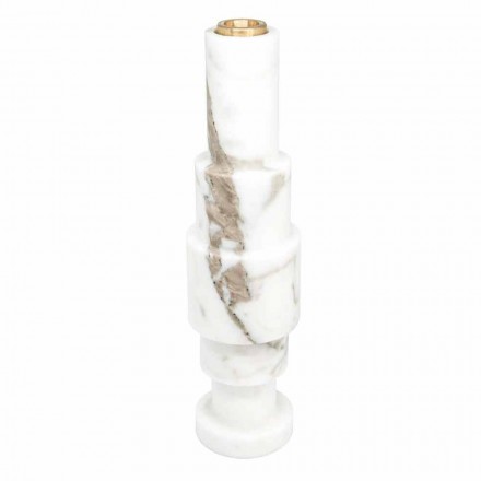Moderne lysestage i hvid Carrara-marmor og messing fremstillet i Italien - Allan Viadurini