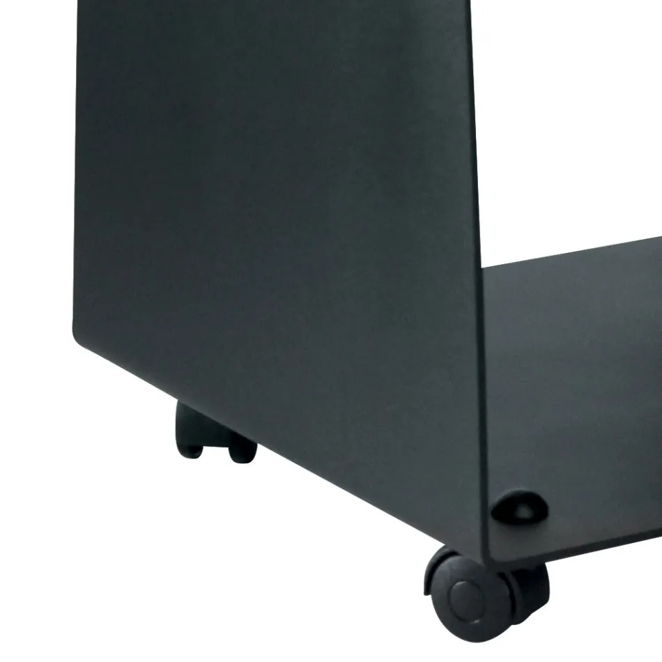 Træholder med Hjul og Håndtag Fremstillet af Metal Made in Italy - Måge Viadurini