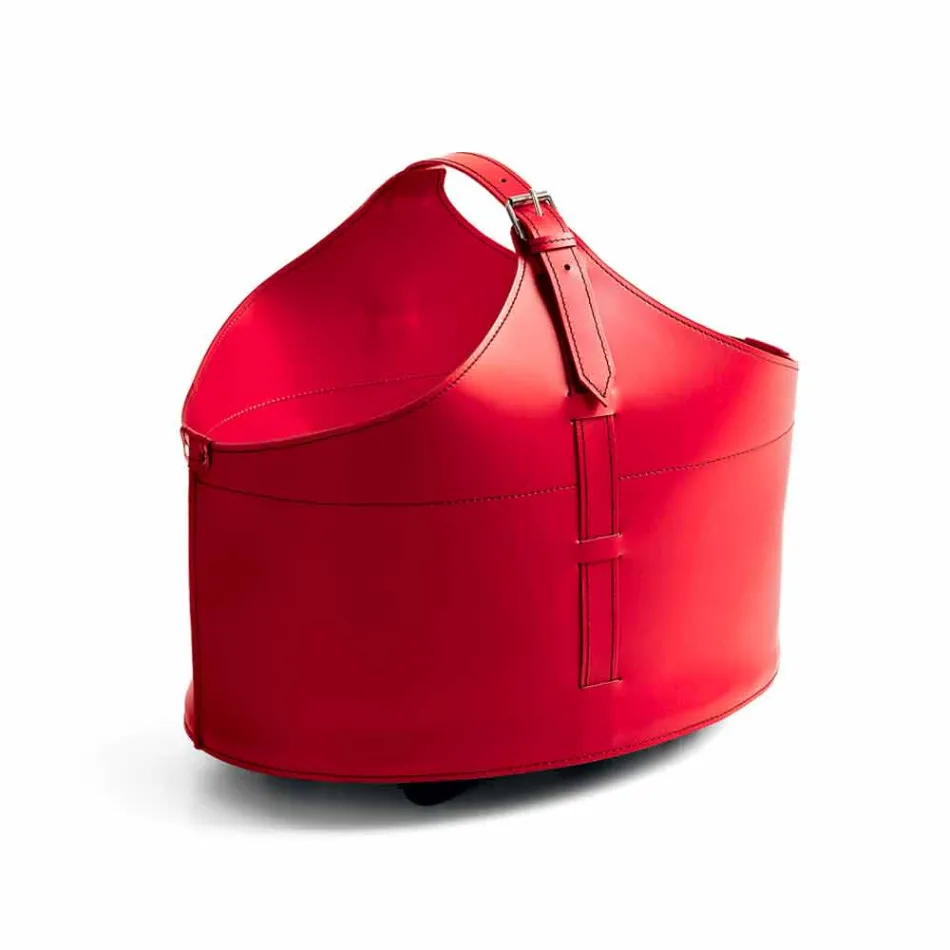 Portalegna fra interiør med hjul i en moderne regenereret læder Fabia Viadurini