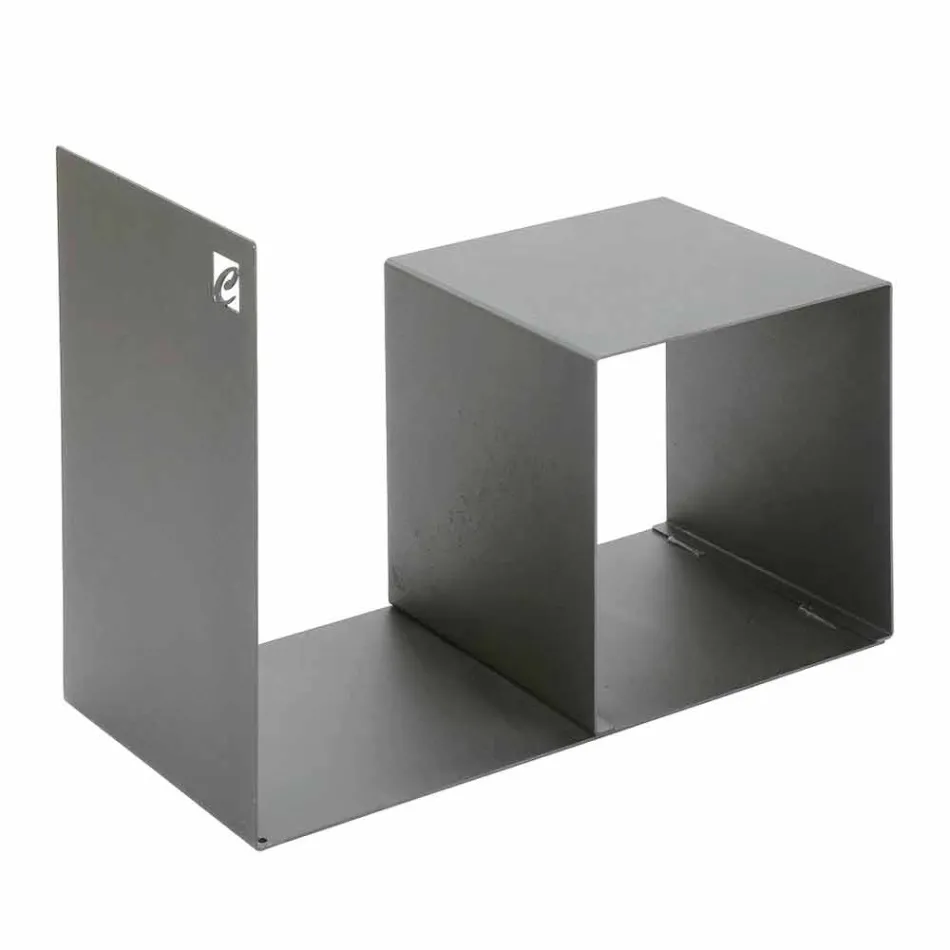 Indendørs træholder i farvet stål med sofabord fremstillet i Italien - Cecio Viadurini