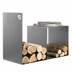 Indendørs træholder i farvet stål med sofabord fremstillet i Italien - Cecio Viadurini