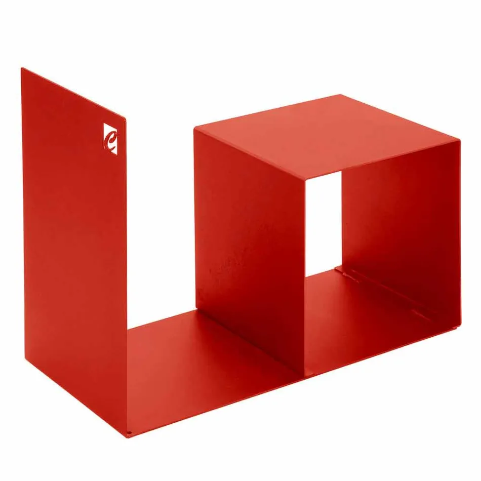 Indendørs træholder i farvet stål med sofabord fremstillet i Italien - Cecio Viadurini