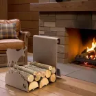 Indendørs brændeholder i brunt stål fremstillet i Italien med værktøjer - Volturno Viadurini