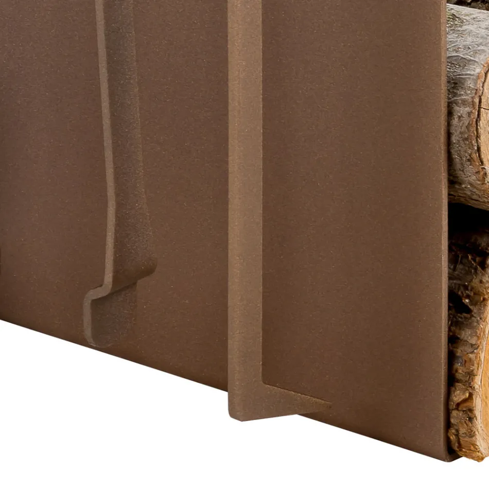 Indendørs brændeholder i brunt stål fremstillet i Italien med værktøjer - Volturno Viadurini