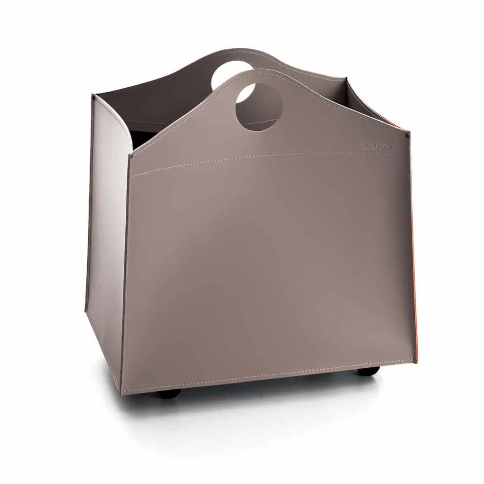 designe Portalegna antracit læder med WoodBag hjul Viadurini