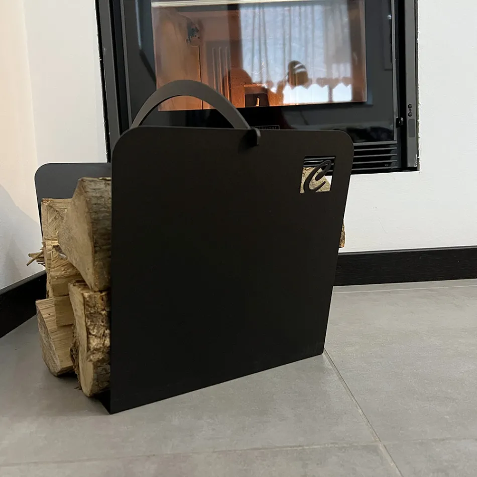 Moderne indendørs tømmerholder i sort stål fremstillet i Italien - Libeccio Viadurini