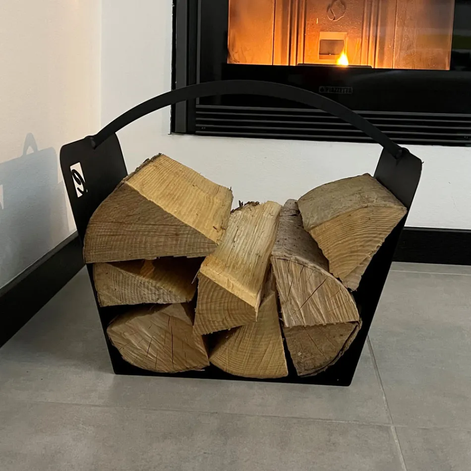 Moderne indendørs tømmerholder i sort stål fremstillet i Italien - Libeccio Viadurini