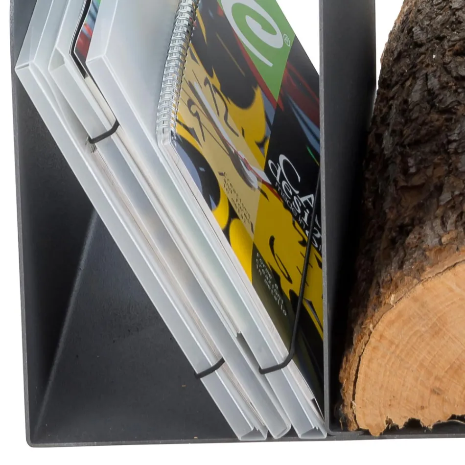 Design træholder til indendørs i gråt stål lavet i Italien - Tramontana Viadurini