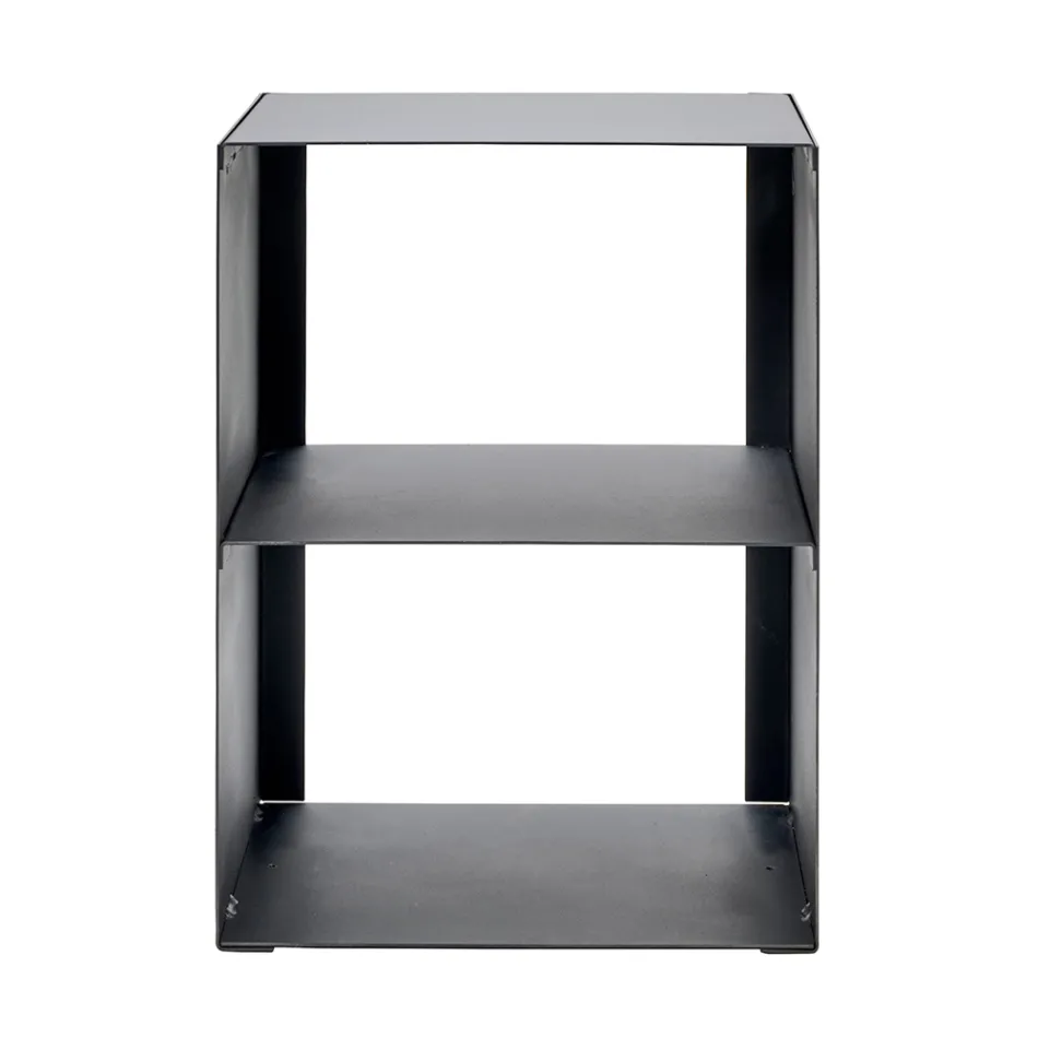 Brændeholder i stål malet med sort maling Made in Italy - Fiamme Viadurini