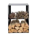 Brændeholder i stål malet med sort maling Made in Italy - Fiamme Viadurini