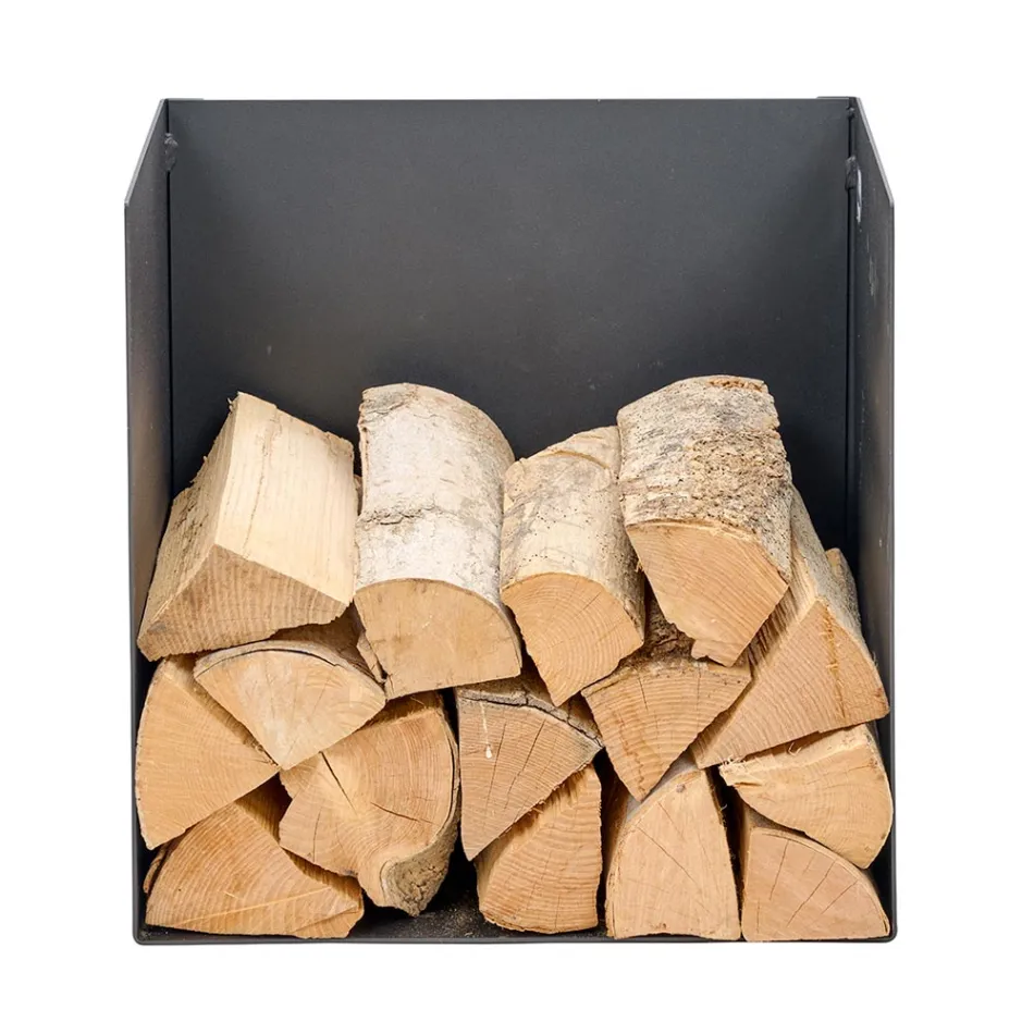 Brændeholder i sortmalet stål Made in Italy - Fiamme Viadurini