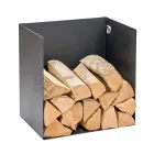 Brændeholder i sortmalet stål Made in Italy - Fiamme Viadurini