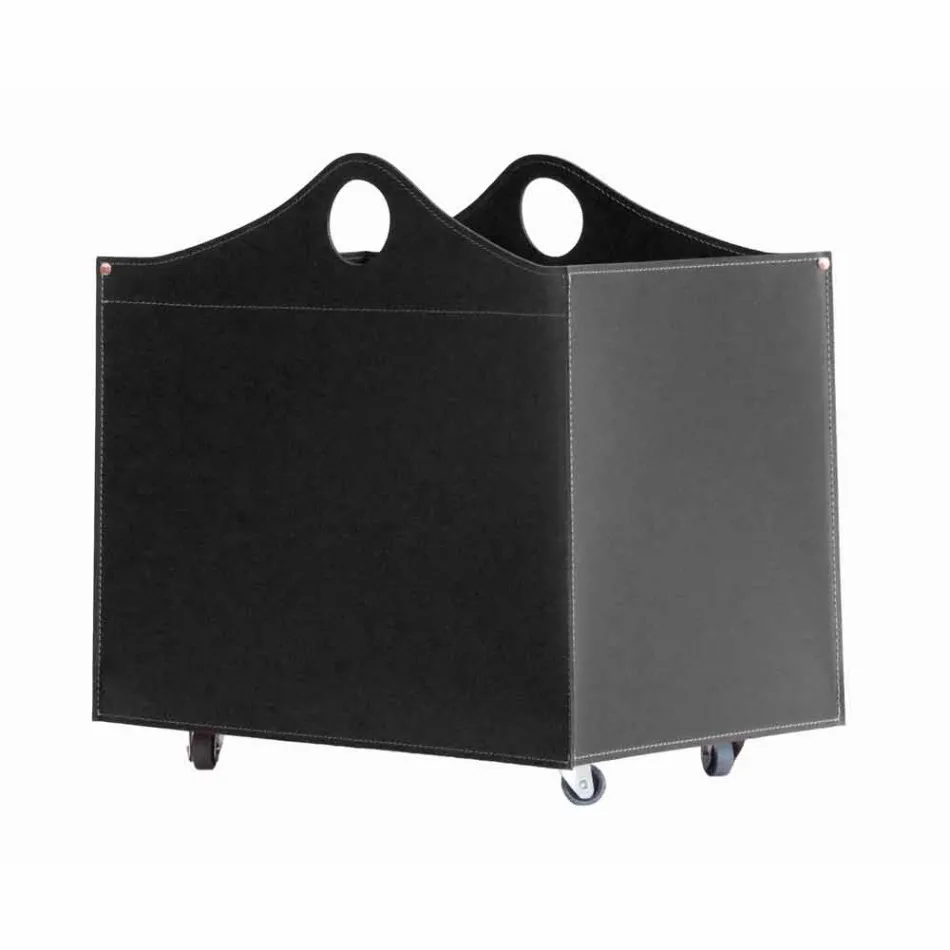 Portalegna bundet læder med WoodBag hjul lavet i Italien Viadurini