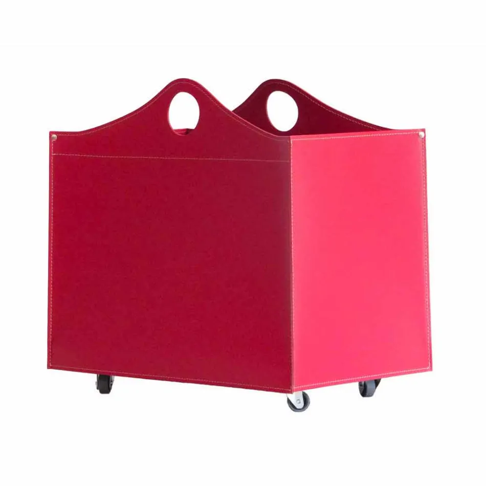 Portalegna bundet læder med WoodBag hjul lavet i Italien Viadurini