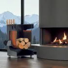 Træholder i øko-læder og metal med 4 tilbehør Made in Italy - Camel Viadurini