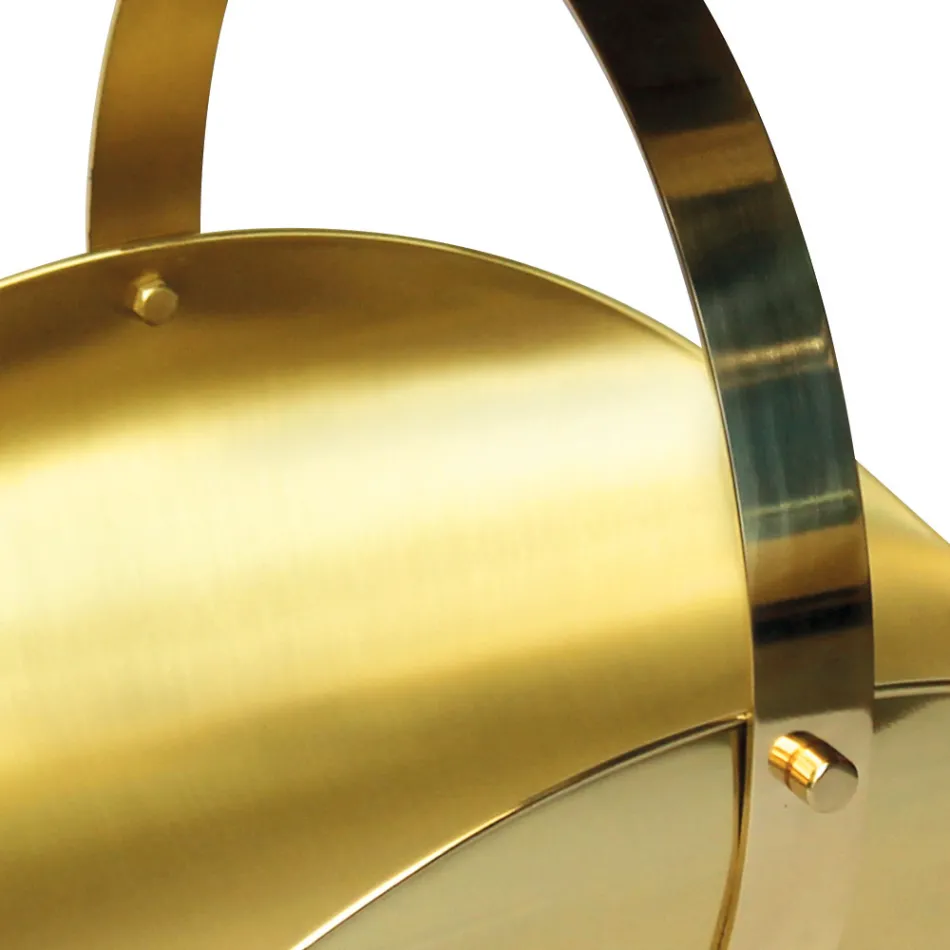 Brændeholder af messing med håndtag og 4 fod Made in Italy - Tiger Viadurini