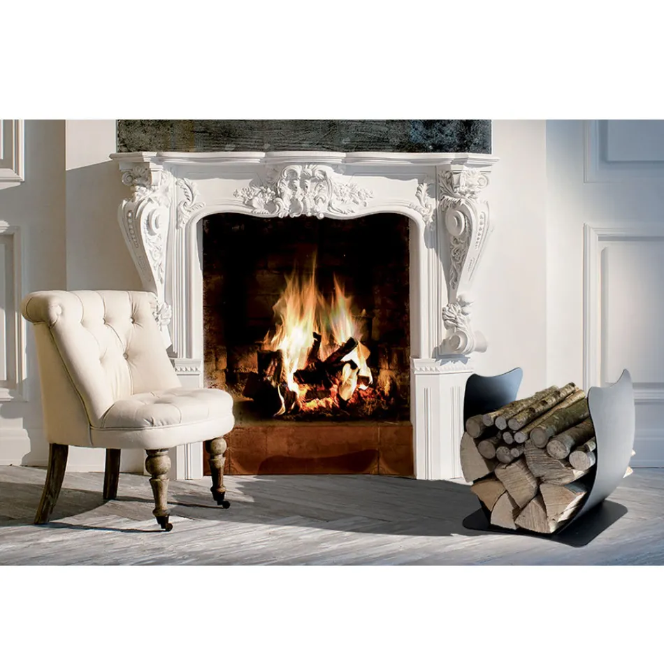 Intern brændeholder i lakeret stål fremstillet i Italien - Leopoldo Viadurini