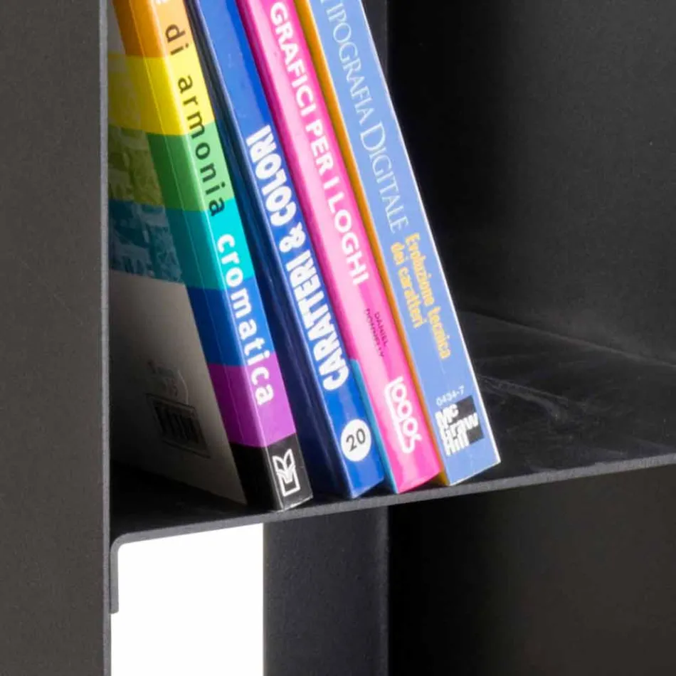 Sort moderne indendørs træstammeholder med hylder fremstillet i Italien - Cauro1 Viadurini