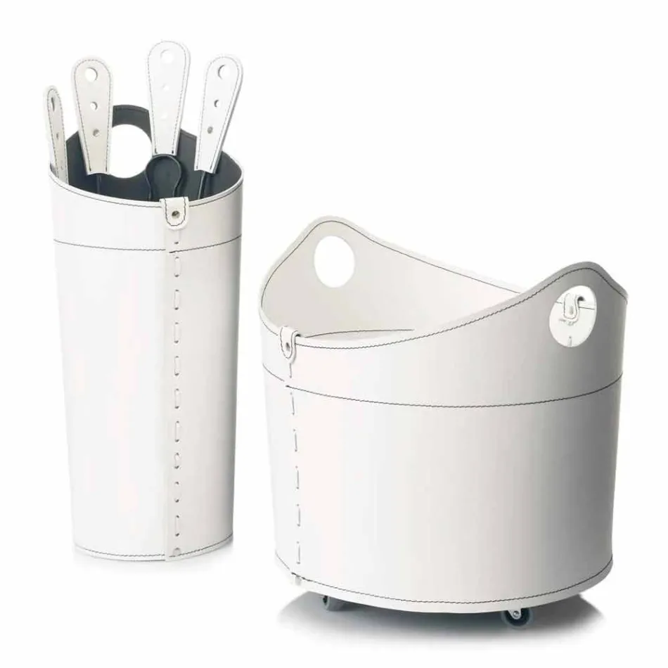 Brændeholder, jernholder og jern til Nicad læder, lavet i Italien Viadurini