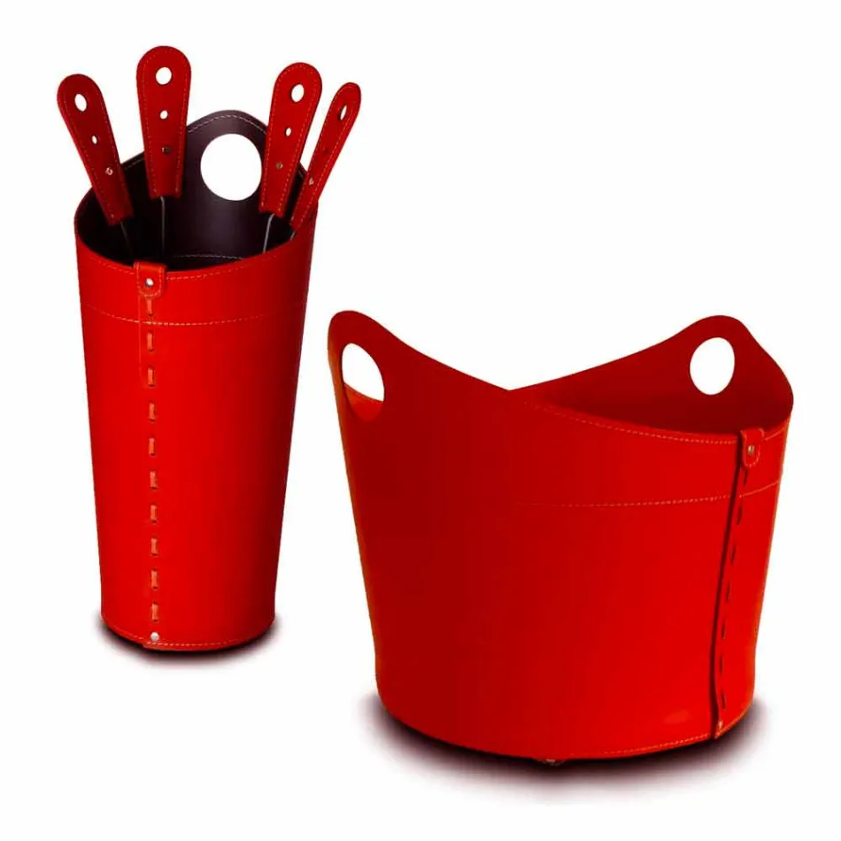 Brændeholder, jernholder og jern til Nicad læder, lavet i Italien Viadurini