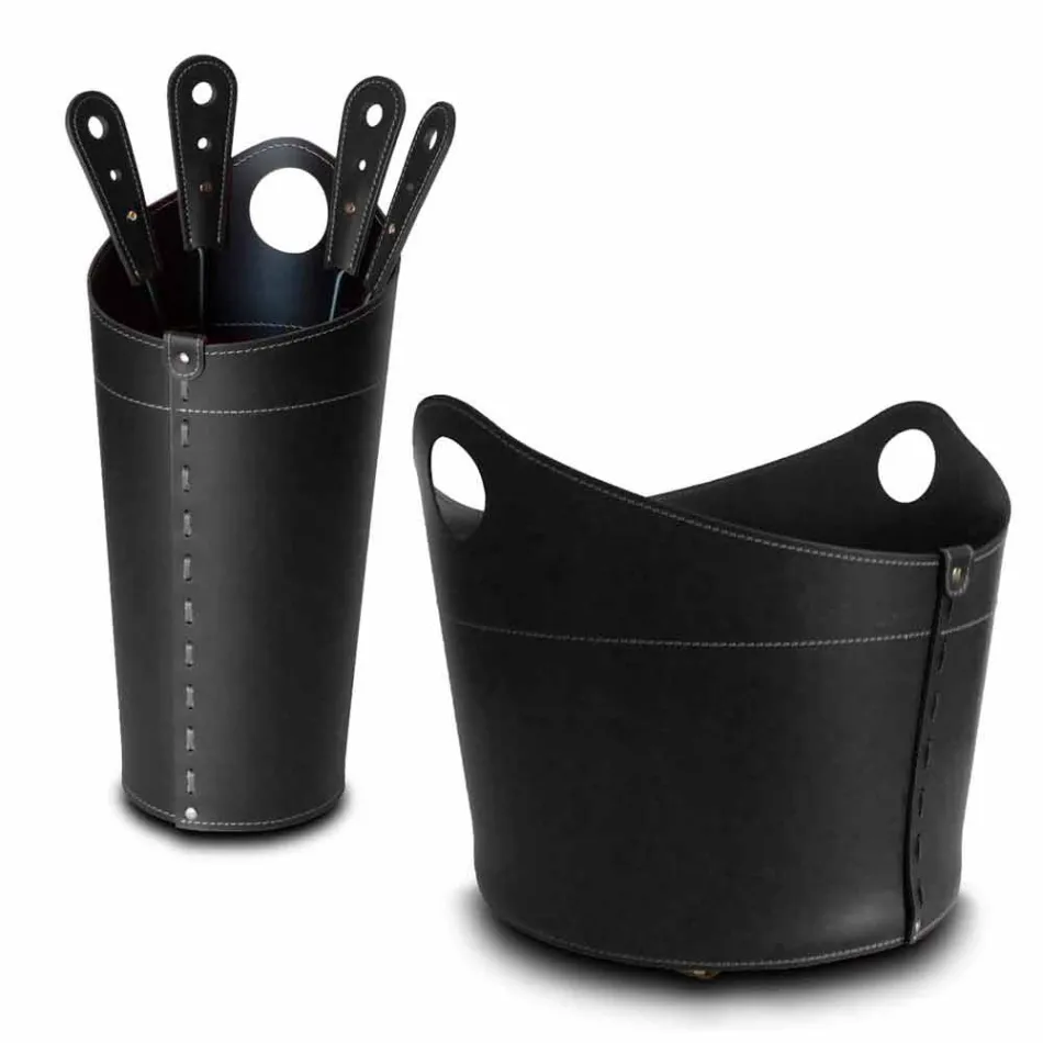 Brændeholder, jernholder og jern til Nicad læder, lavet i Italien Viadurini