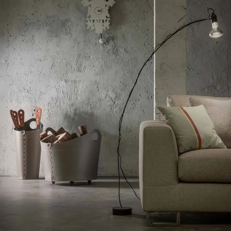 Brændeholder, jernholder og jern til Nicad læder, lavet i Italien Viadurini