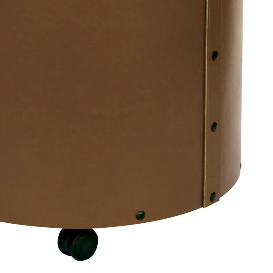 Rund bjælkeholder i øko-læder med hjul Made in Italy - Kamæleon Viadurini