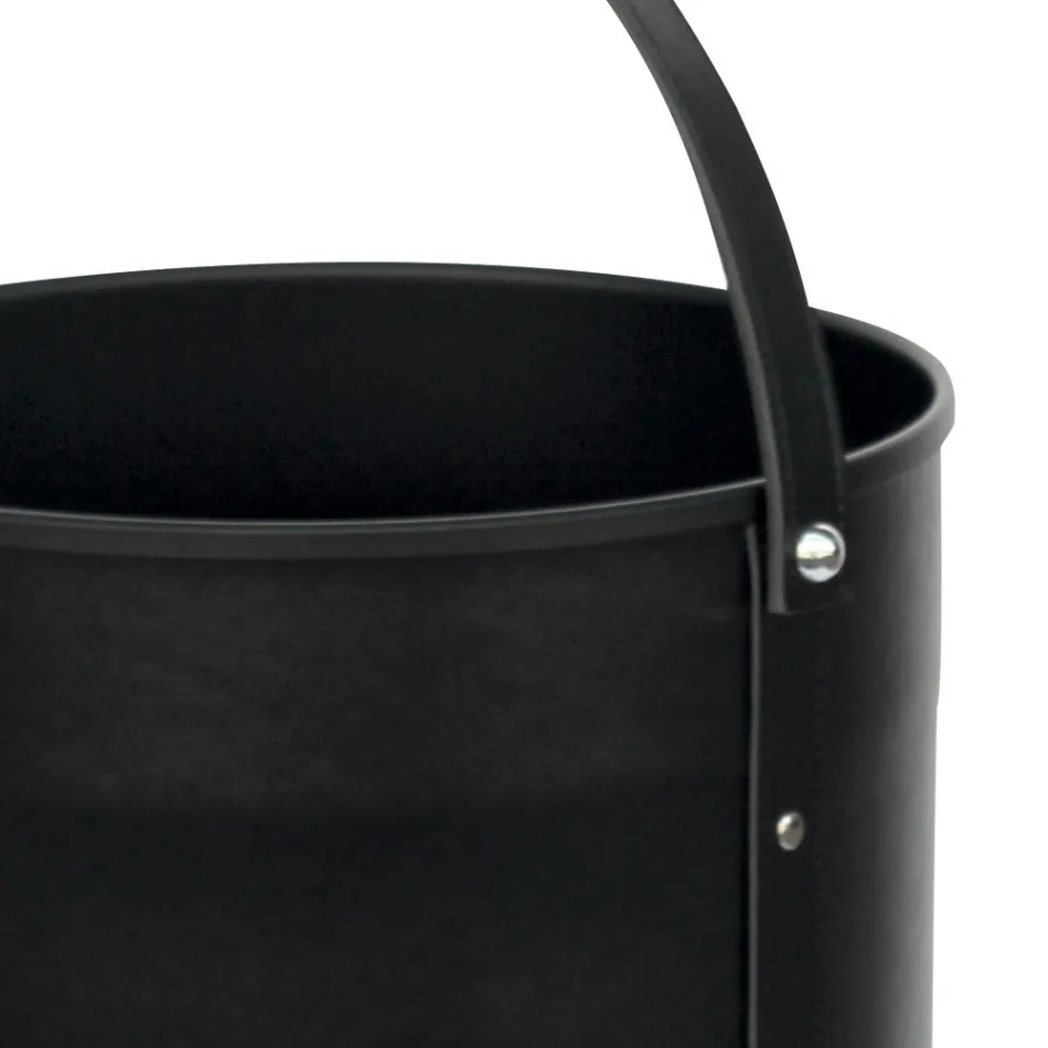 Rund bjælkeholder i øko-læder med hjul Made in Italy - Kamæleon Viadurini