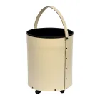 Rund bjælkeholder i øko-læder med hjul Made in Italy - Kamæleon Viadurini