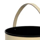 Rund bjælkeholder i øko-læder med hjul Made in Italy - Kamæleon Viadurini