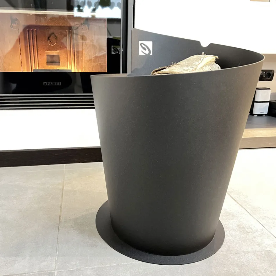 Rund træholder til indendørs i sort stål italiensk moderne design - Favonio Viadurini